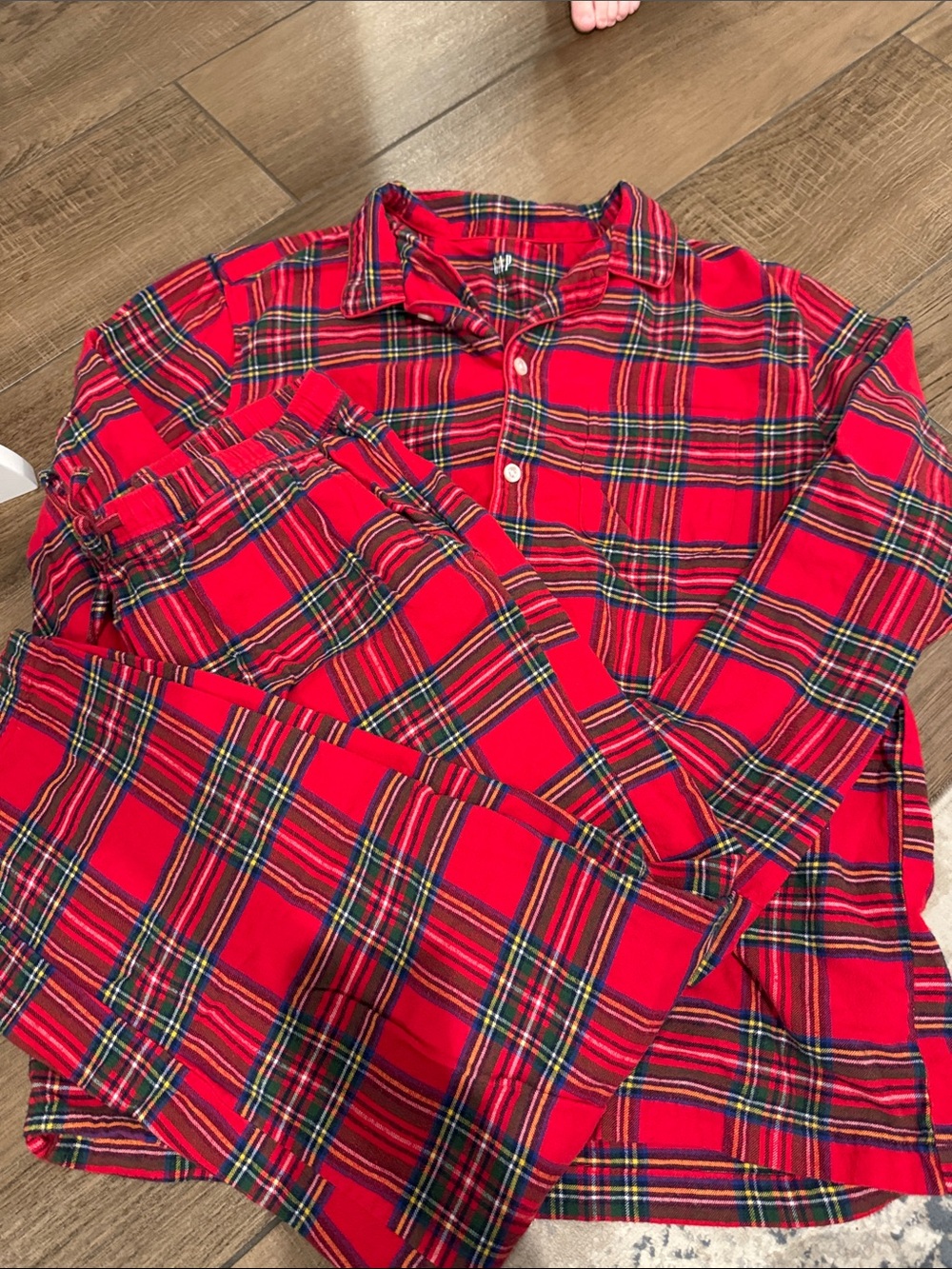 GAP Red Plaid Flannel pajama set with Green and Navy Tartan